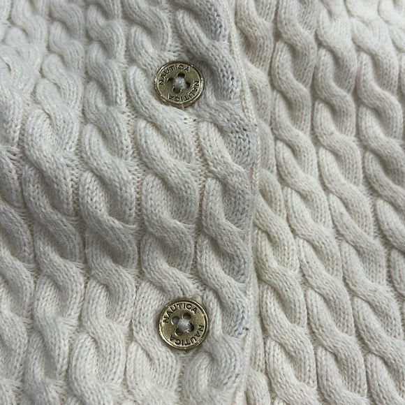 Nautica | 100% Cotton Cable Knit Cardigan | Ivory | Size Large - Picture 7 of 10